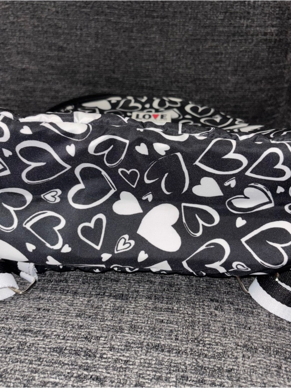 Brighton Black & White Heart Print Mini Backpack NWOT - Picture 5 of 7